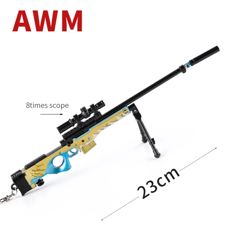 Ourwarm — fusil de Sniper AWM, fusil de tireur d'élite avec 4/6/8 fois de portée rouge, porte-clé en métal, à fabrication, nouvelle collection