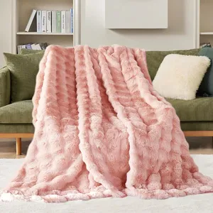 650gsm Thỏ lông điện ném chăn Thêm Kích thước lớn, 60 "x 70" mềm Faux lông nóng ném - Product Image 5