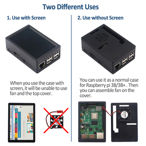 Raspberry PI 3 B 3B + carcasa de plástico + ventilador de refrigeración de 5V carcasa de ABS negra/blanca para Rpi 3B 3B + y pantalla táctil de 3,5 pulgadas - Product Image 2