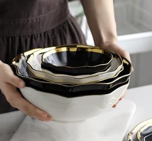 Golden Edge Factory Direct Wholesale Modern Chic Smooth Ceramic Reusable Dinner <strong>Table</strong> <strong>Set</strong> - Product Image 3
