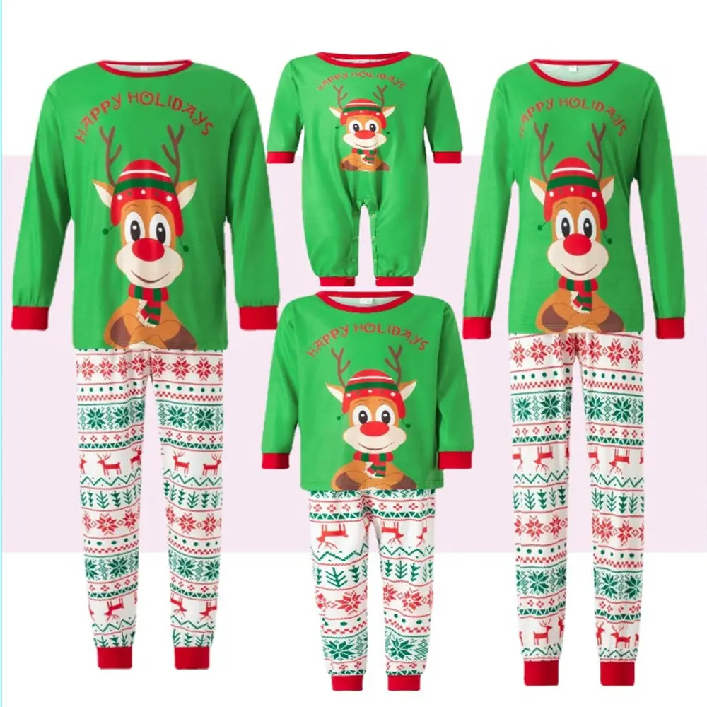 Factory wholesale Autumn and Winter Happy Holiday Letter Print Long Sleeve family father mother kids baby matching outfit