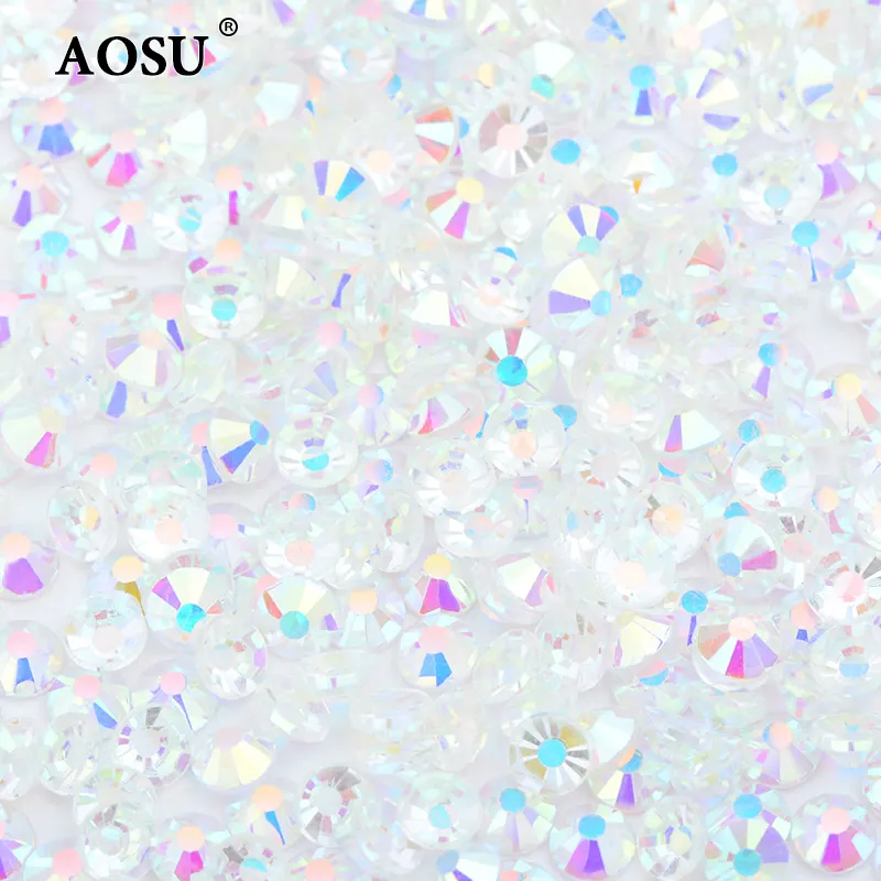 AOSU Top Qualità SS3 SS6 SS16 SS20 Trasparente AB Diamante Strass Flatback Pietre di Cristallo di Vetro Del Chiodo Del Rhinestone Per Il Vestito