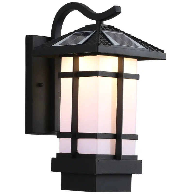 Lampada da parete moderna Vintage lanterna RGB che emette un dispositivo esterno da giardino IP65 diffusore in vetro supporto da parete nero porcellana