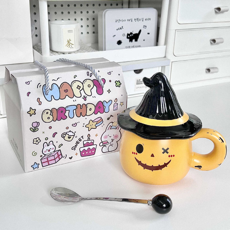 Coperchio Arancione per Tazza con Cucchiaio e Confezione Regalo Portatile