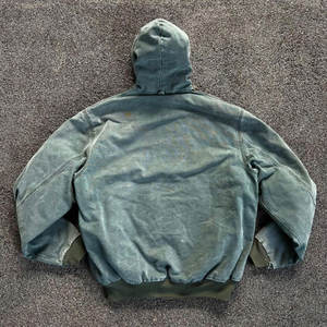 Высококачественная кислотная стираемая винтажная потертая толстовка с капюшоном 500gsm толстовка с капюшоном на молнии джинсовая куртка с пышными рукавами толстовка с капюшоном - Product Image 5