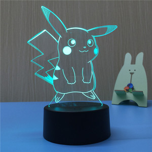 Niedliche 3D-Illusion Pikachu Muster <span class=keywords><strong>LED</strong></span> dekorative Nachtlicht
