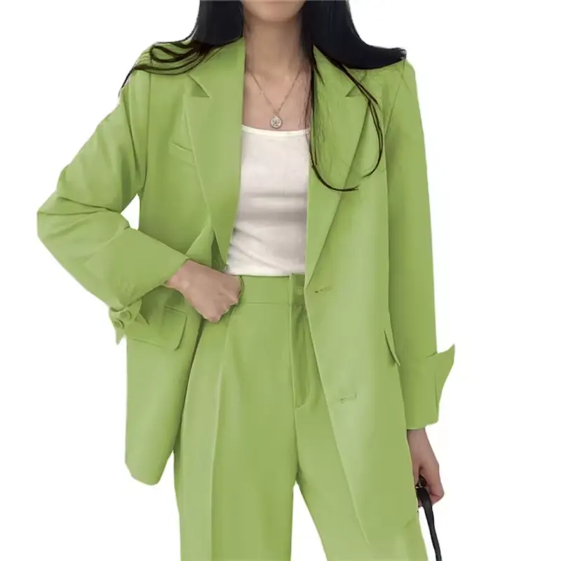 AQTQ 2024 Designer Formal Classic High Quality Casual Clothing Two Piece Set Blazer Office Women's Suit Summer