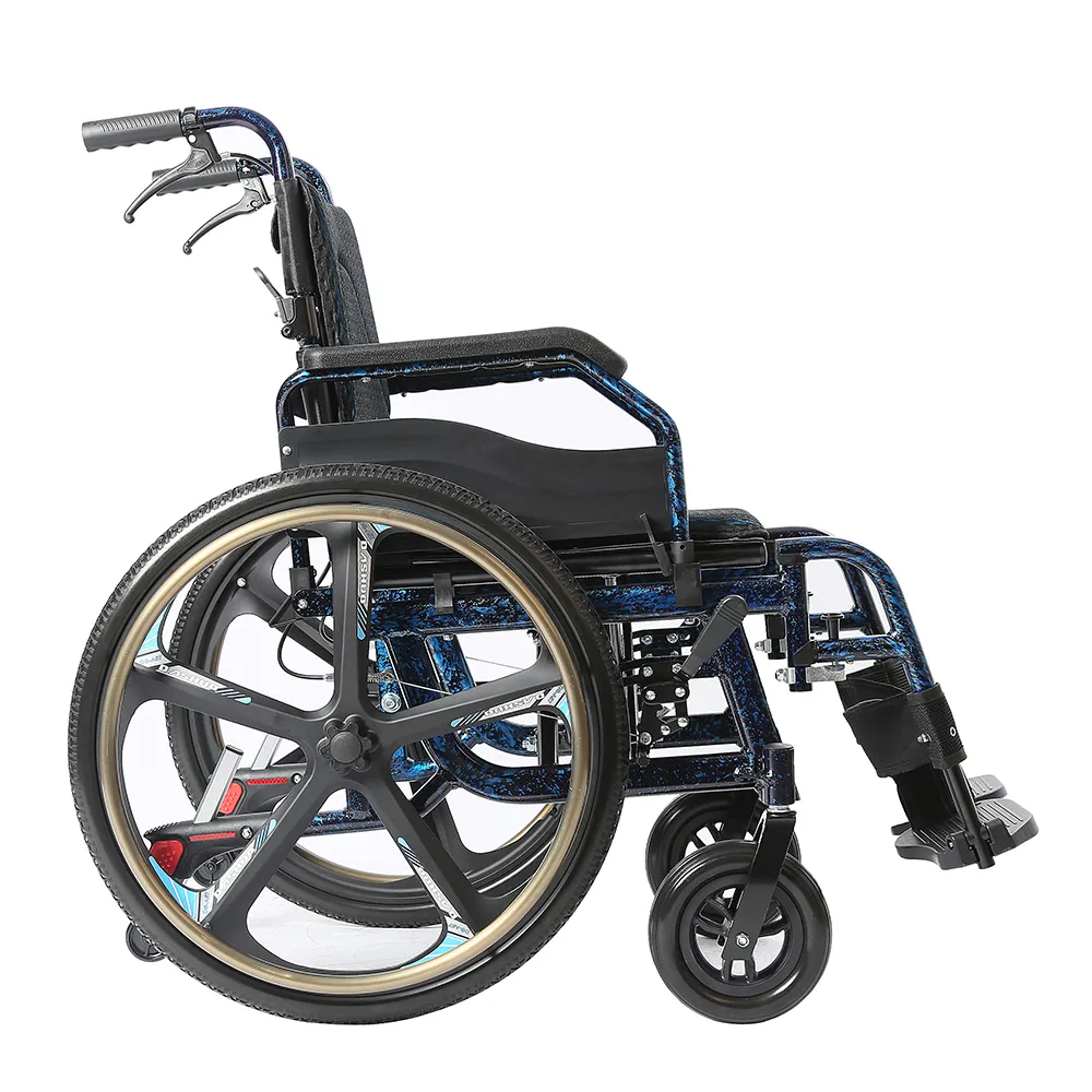 KSM-201Plus 고품질 휴대용 접이식 수동 휠체어 24 인치 고체 타이어 휠체어 팔걸이와 노인