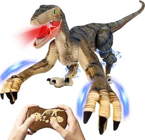 Remote Control RC Walking Dinosaur Robot <strong>Toys</strong> for Kids with LED Light &amp; <strong>Roaring</strong> Sound,Velociraptor Games - Product Image 1