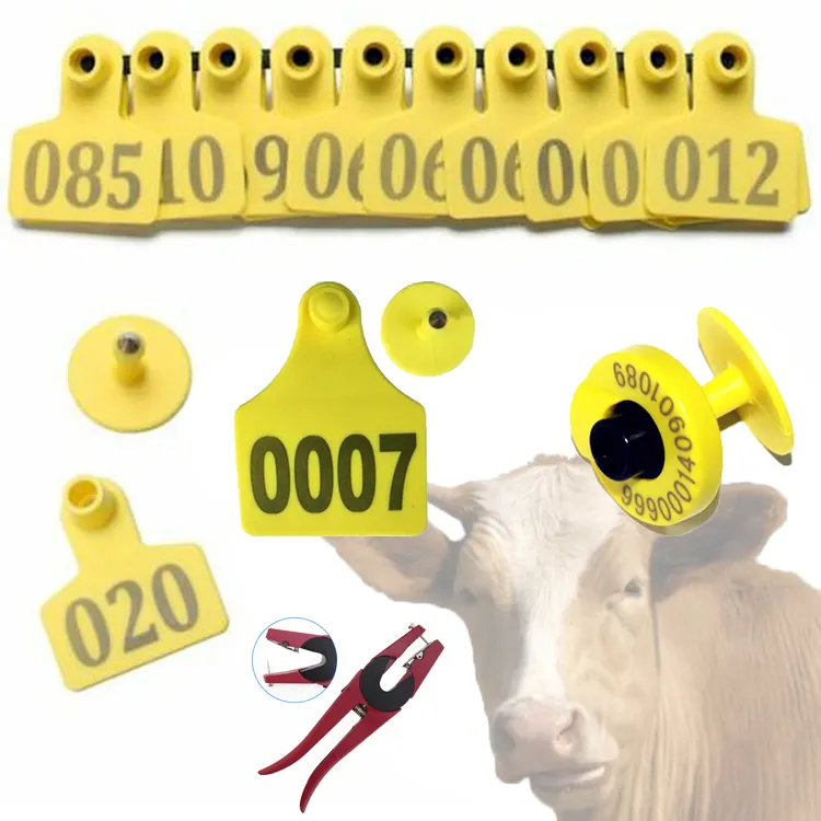 UHF RFID étiquette d'oreille longue portée pour bétail cochon vache chèvre étiquette d'oreille ronde en TPU pour la gestion des animaux agricoles/identification