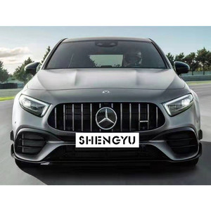 A45 AMGモデルに変更されたベンツAクラスW177 2020-2022に適したグリルとリアリップ付きのフロントバンパーとリアバンパーが含まれています - Product Image 4