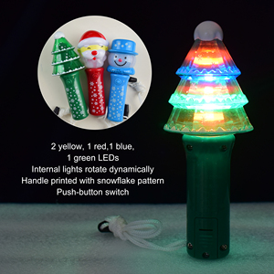 Santa Snowman Cây giáng sinh Thiết kế <span class=keywords><strong>LED</strong></span> nhấp nháy ánh sáng <span class=keywords><strong>Spinner</strong></span> Wand PS Chất liệu giáng sinh ánh sáng lên đồ chơi cho trẻ em - Product Image 5