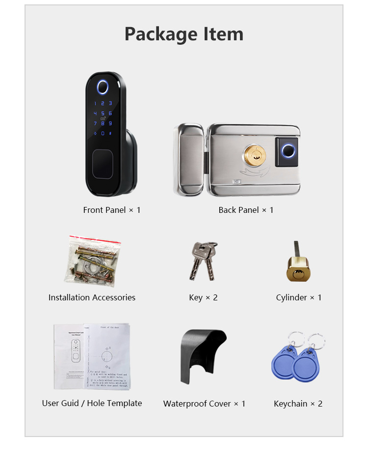 Tediton WIFI Safe Gate Push Pull Combination Fingerprint Smart Digital Lock by Tuya APP
