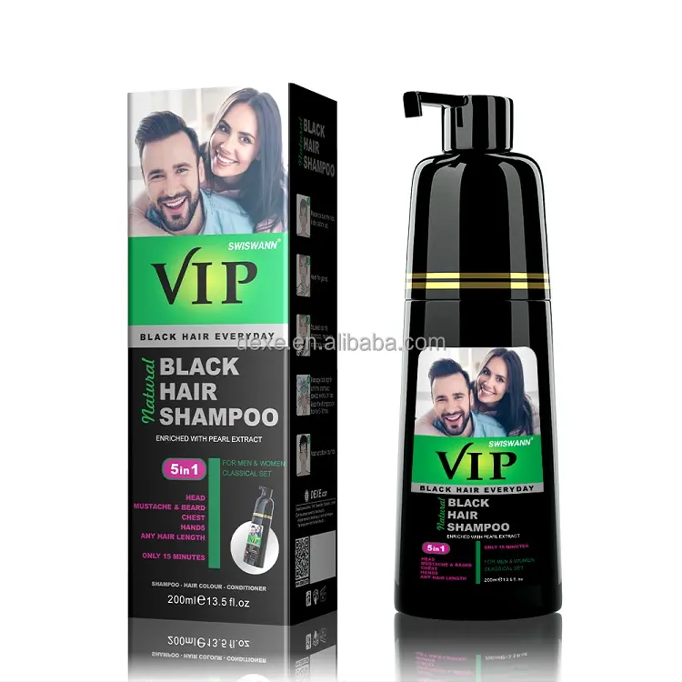 Dexe VIP Natural Hair Color Shampoo permanente per tinture per capelli Fast 5 minuti colorazione capelli grigi facile da usare a casa per uomini e donne