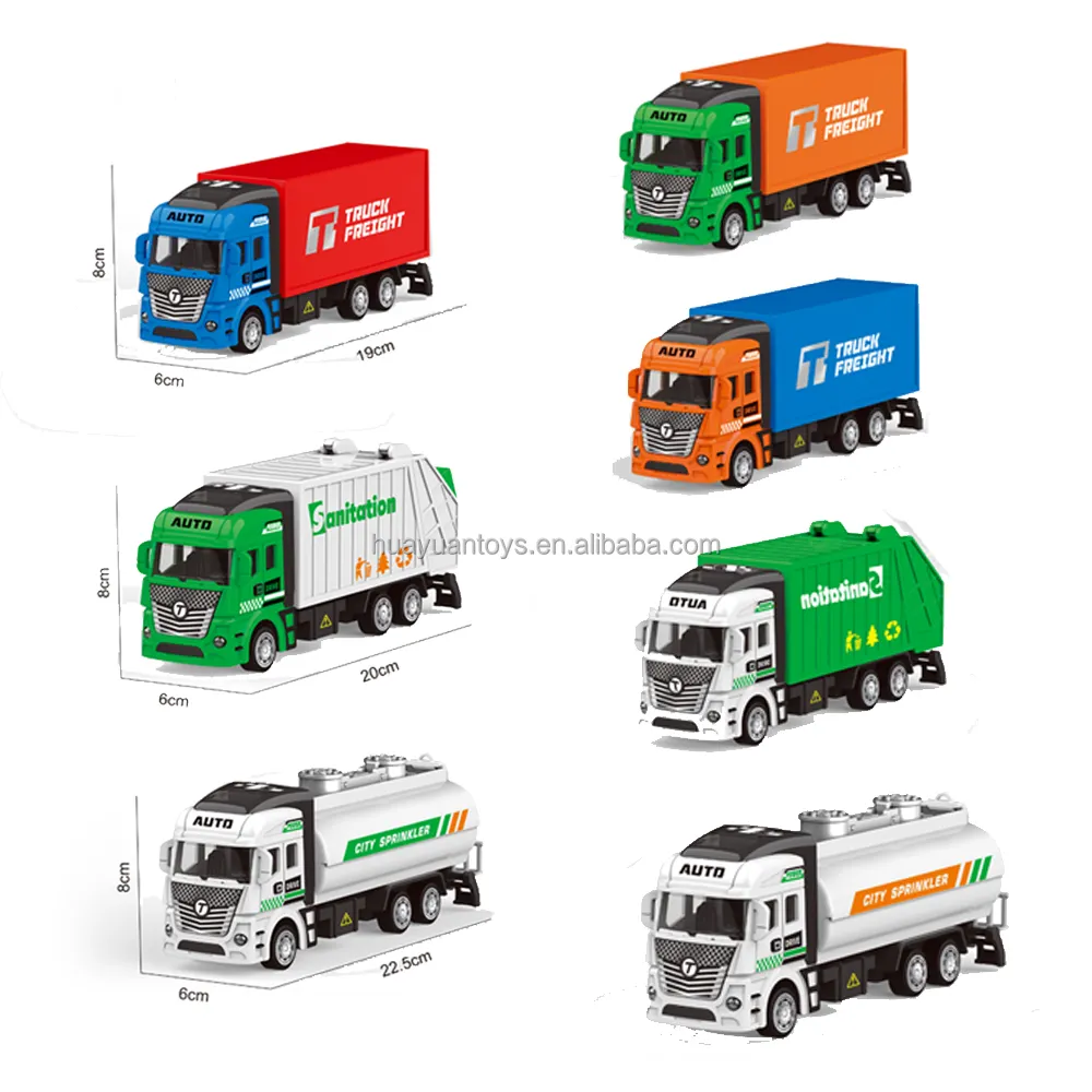 1 36 Scale City Alloy Sanitation Car Toy Series Die Cast Model Car Metal Pull Back Service Truck per bambini