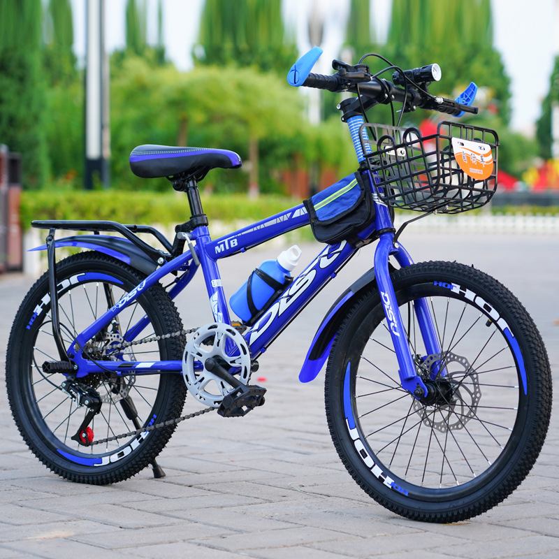 Classic blue single speed-basket-rear hanger-flashlight
