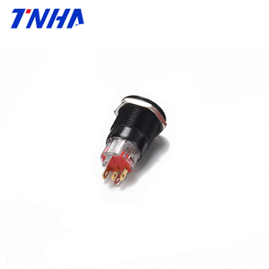 TH19A-P11 AC 220V 19 mm IP67 nero impermeabile in metallo pulsante personalizzabile interruttore On-off in plastica con indicatore a Led
