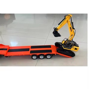 2 In 1 kombinasyonu iki denetleyici 9CH DIY kiti 1 24 ölçekli uzaktan kumanda RC düz platformlu römork kamyon ile ekskavatör oyuncak - Product Image 5
