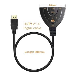 Conmutador HDMI de 3 puertos, 4K, 3 puertos, 3x1, 1080P, 3D, HDMI, 3 en 1, 4K x 2K, cola de cerdo, 3 cortes, 1 interruptor hdmi, cable HDTV para proyección de pantalla - Product Image 5