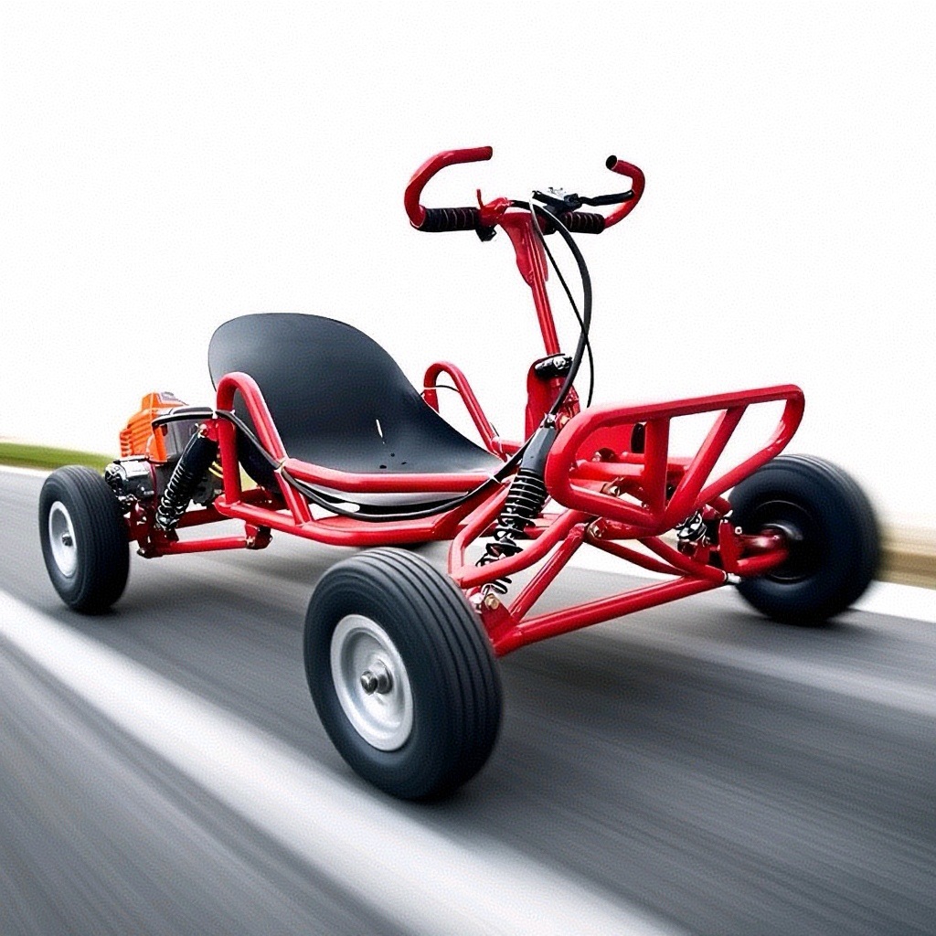 Red-bare car-no engine