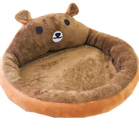 Tempat tidur hewan peliharaan besar, tempat tidur kucing lembut bentuk beruang coklat banyak ukuran BSCI dapat diaudit RL-PD030
