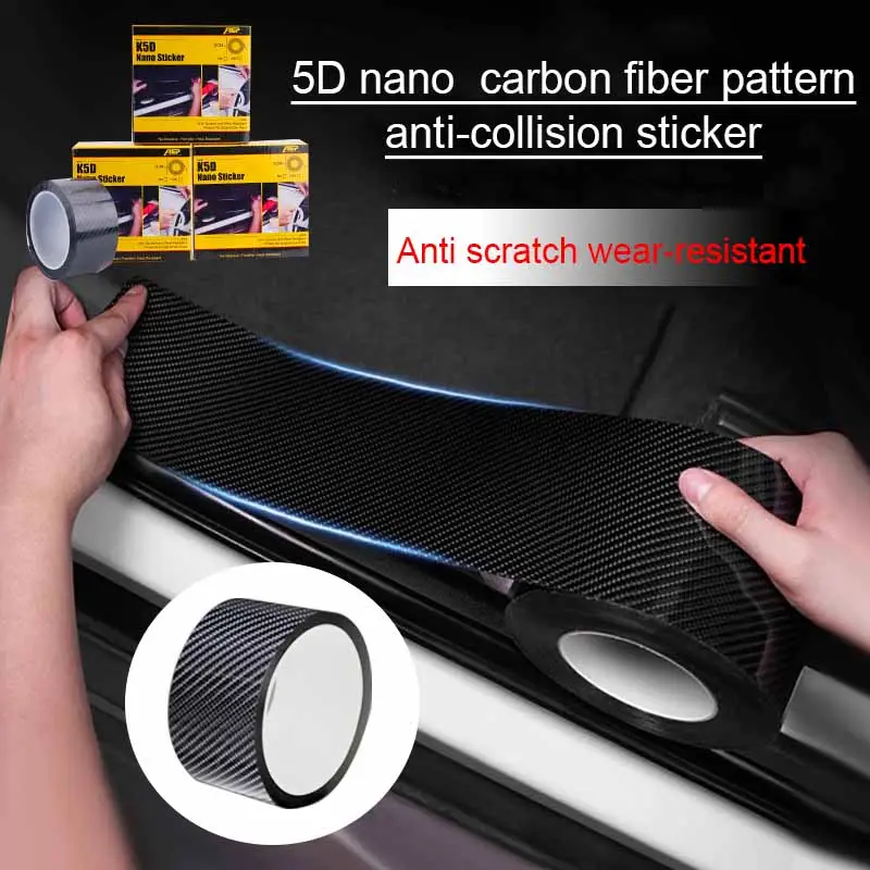 Cửa xe sill Bumper bảo vệ sợi carbon 5D 3D Nano bóng ô tô bọc phim tự dính chống va chạm