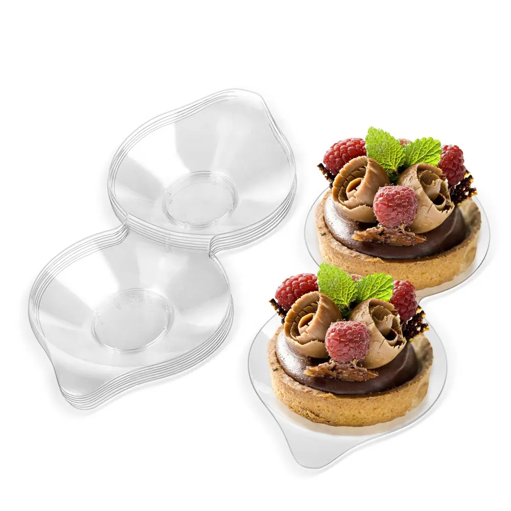 Europe-Pack nouveau produit meilleure vente plastique transparent 2 compartiments dessert assiette à fruits lavable au lave-vaisselle