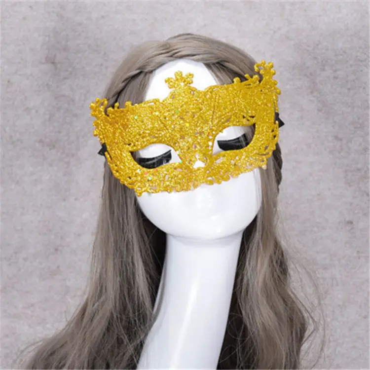 Venta al por mayor de polvo de oro de las mujeres de moda Cosplay máscara de ojos mascarada máscara de plástico para Halloween Navidad Carnaval