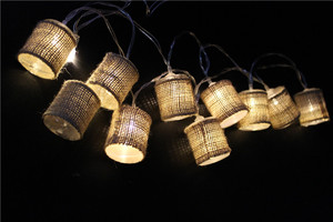 <strong>LED</strong> Jute Lantern Lighting Chain Decorative Hanging String Light Indoor Use Battery Light - Product Image 4