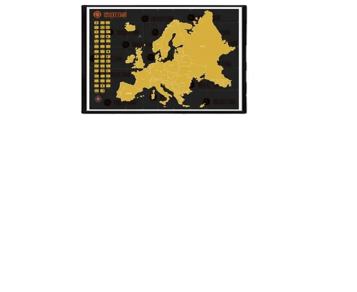 ออกแบบใหม่ออกแบบ Deluxe Edition Scratch Off แผนที่ยุโรปสำหรับ Traveler ที่มีธง