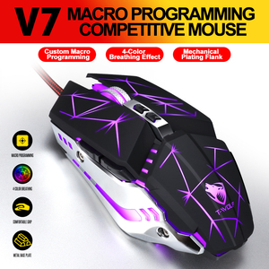 2024 neues modell v7 gaming led licht 7d maus 6400dpi unterstützung makroprogrammierung verkabelte maus für computer pc gamer maus