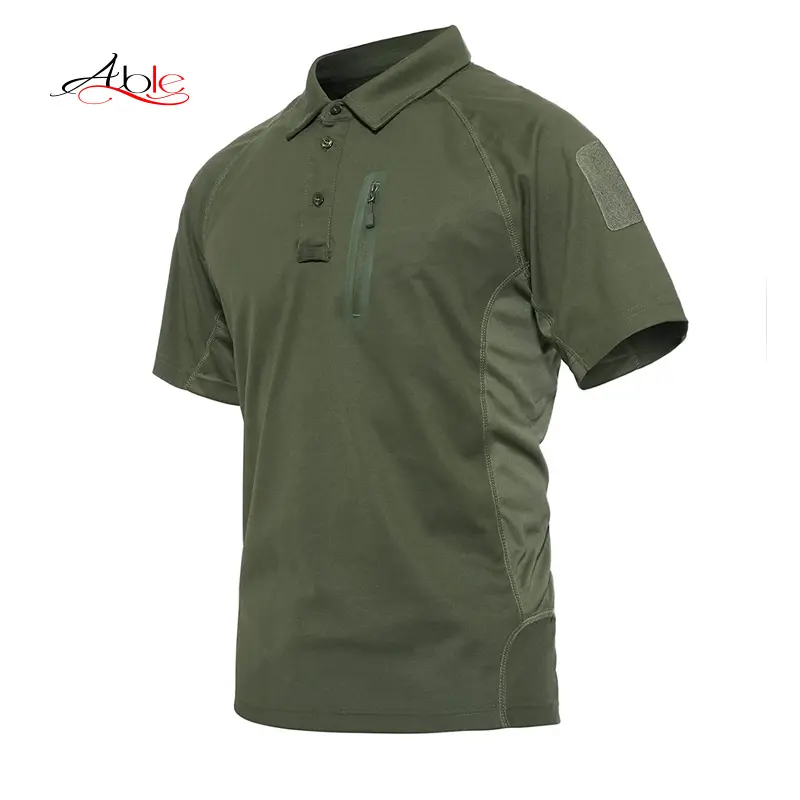 Kustomisasi Logo Camisas Masculinas Leher T-Shirt Keamanan Kebugaran Taktis Luar Ruangan Poliester Pria Polo Shirt