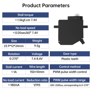 Hiwonder HPS-0127 микро высокоскоростной антиблокирующий сервопривод с высоким крутящим моментом PWM цифровой сервопривод 270 ° Угол управления - Product Image 5