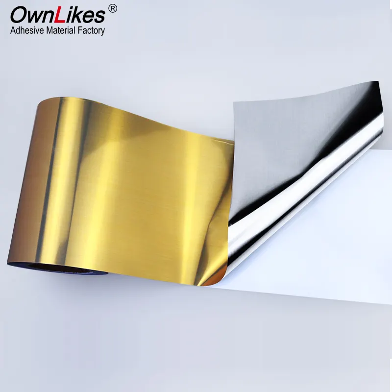 Rouleau de papier autocollant vinyle imprimable jet d'encre auto-adhésif doré brillant en gros
