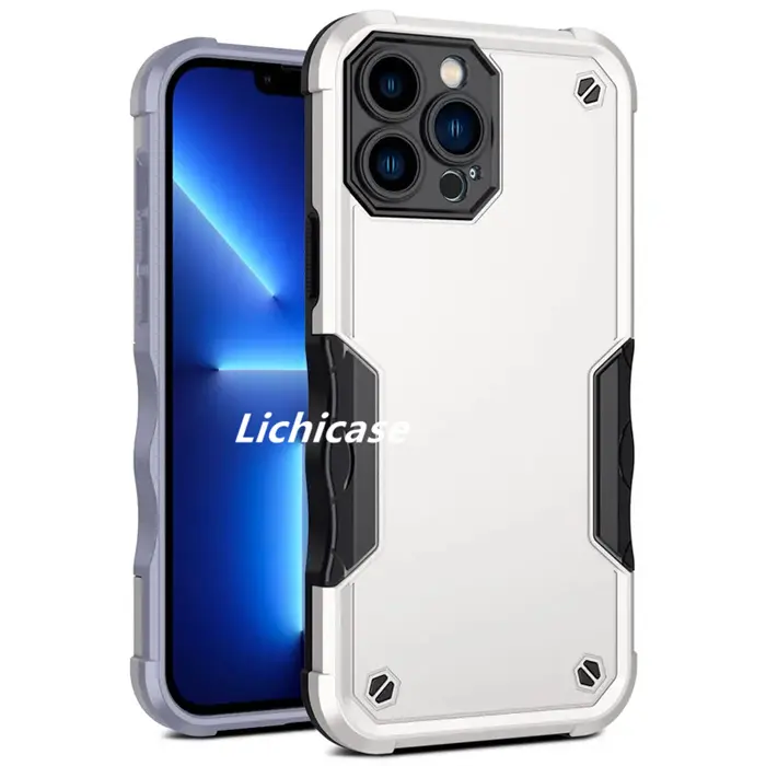 Lichicase स्पर्श आरामदायक कैमरा परिरक्षण फोन के मामले में iPhone के लिए 15 स्क्रैच प्रूफ कठिन कवर
