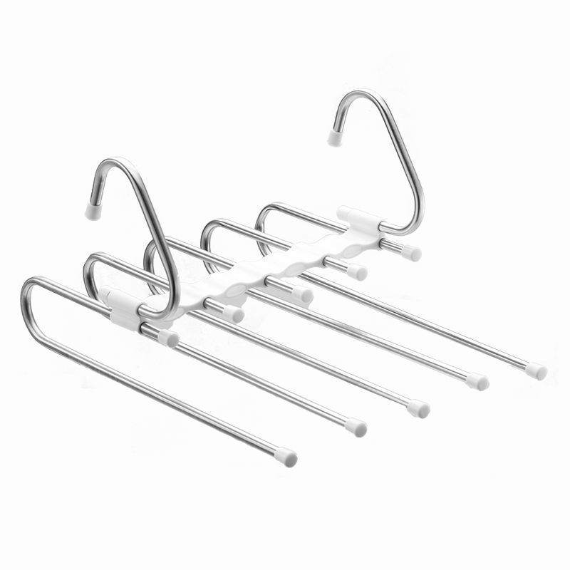Perchero telescópico para pantalones de 5 barras (blanco)