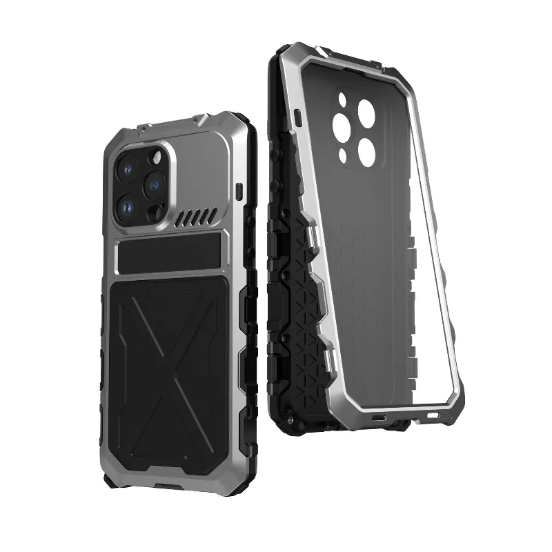 Beschermbepantsering Metalen Telefoonhoesje Voor Iphone 14 15 Pro Max Met Volledig Verpakte Silicagel Metalen Schokbestendige Hoes