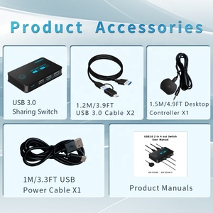2x4 KVM切换器USB3.0切换器2台计算机共享4台设备，用于键盘鼠标打印机4端口集线器usb-a * 3 & usb-c * 1 - Product Image 6
