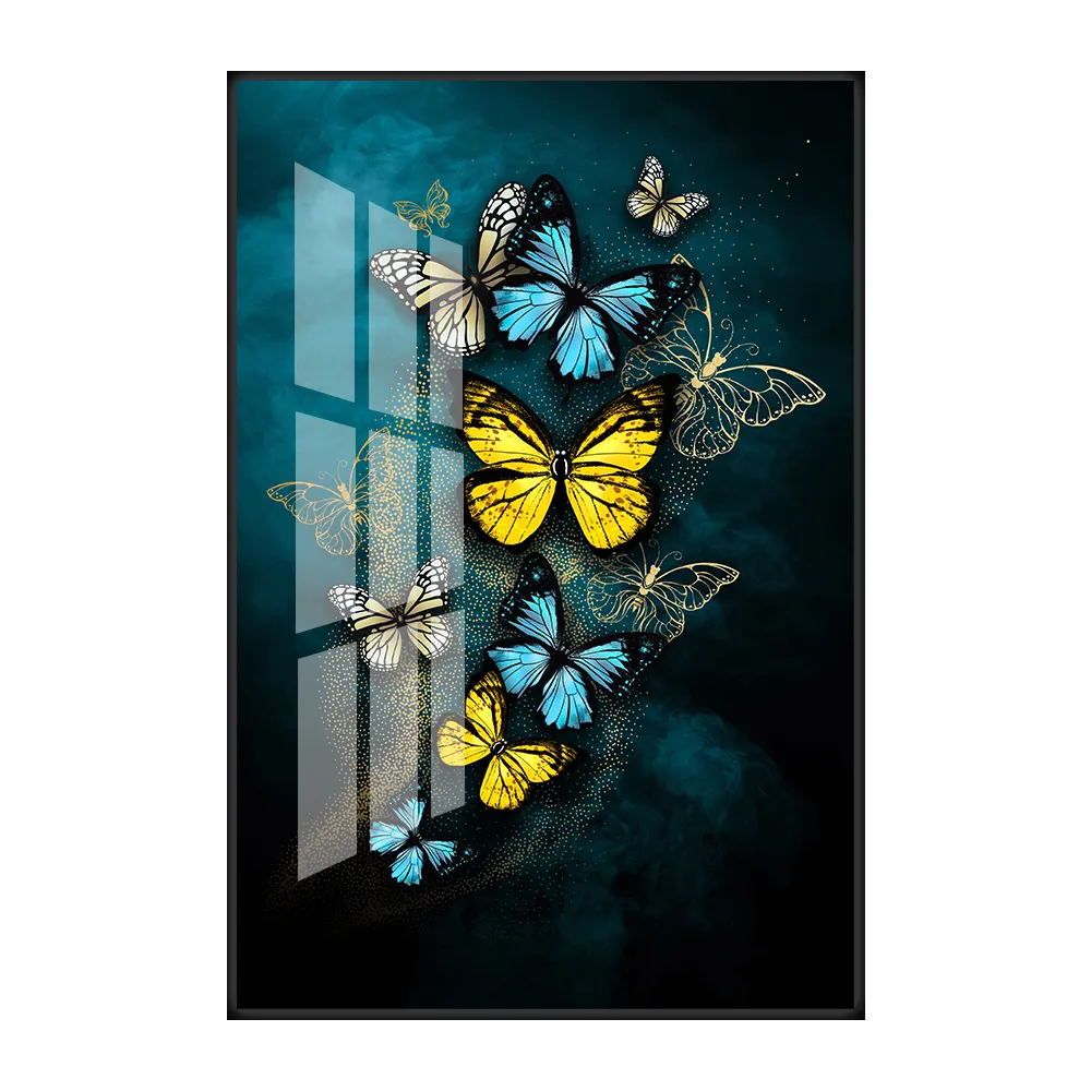 Gran oferta moderno mariposa Arte Abstracto 70x50x60x90 de imagen personalizada de cristal pintura en porcelana