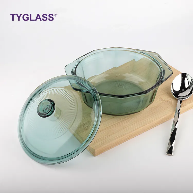 Pote de cozinha de vidro borosilicato, conjunto de panelas antiaderentes com capa