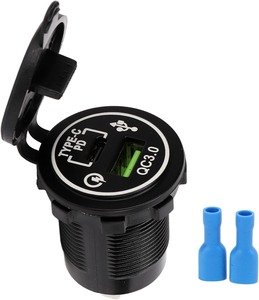 Auto <strong>USB</strong> Power Socket, TPYE CQC3.0 Modified Car High Current Dual Port <strong>Output</strong> for Motorboat for 12-24V <strong>Input</strong> for RV - Product Image 6