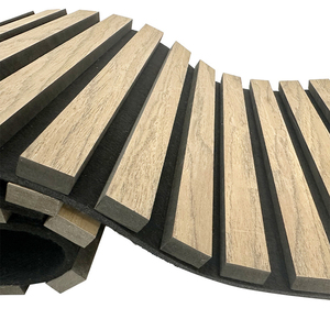 <span class=keywords><strong>Veneer</strong></span> kayu MDF Panel dinding dekoratif bentuk gelombang fleksibel keriting lampu Slat melengkung sampel Panel akustik - Product Image 3