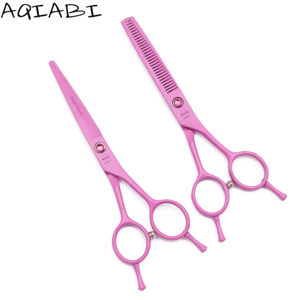 Tesoura de corte de cabelo 5.5 ''jp, de aço inoxidável, para barbeiro, para descanso, rosa, a1012