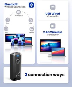 Eyoyo Portable Mini 1D 2D QR Code Reader Bluetooth Inalámbrico USB con cable Inventario Escáner de código de barras para iPhone iPad Teléfono - Product Image 5