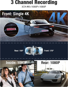 E-TOO 3 מצלמה dvr 4k hd, 1.9 "תצוגה, ראיית לילה, זווית רחבה, ניטור 24/7, הקלטת לולאה, חיישן g, אספקת המפעל