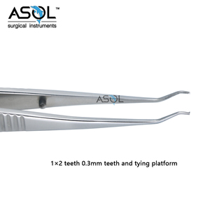Thép không gỉ mô kẹp 1*2 răng 0.3mm giữ răng lims forceps trục góc cạnh - Product Image 2