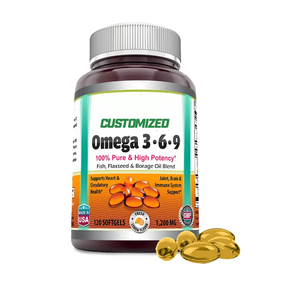 Capsule Softgel di olio di pesce OEM Formula unica olio di semi di lino e olio di pesce Vegan Omega 369 Softgel