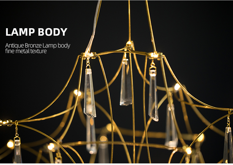 Hot selling modern colourful iron hanging firefly led chandelier pendant lights for living room bedroom dining room