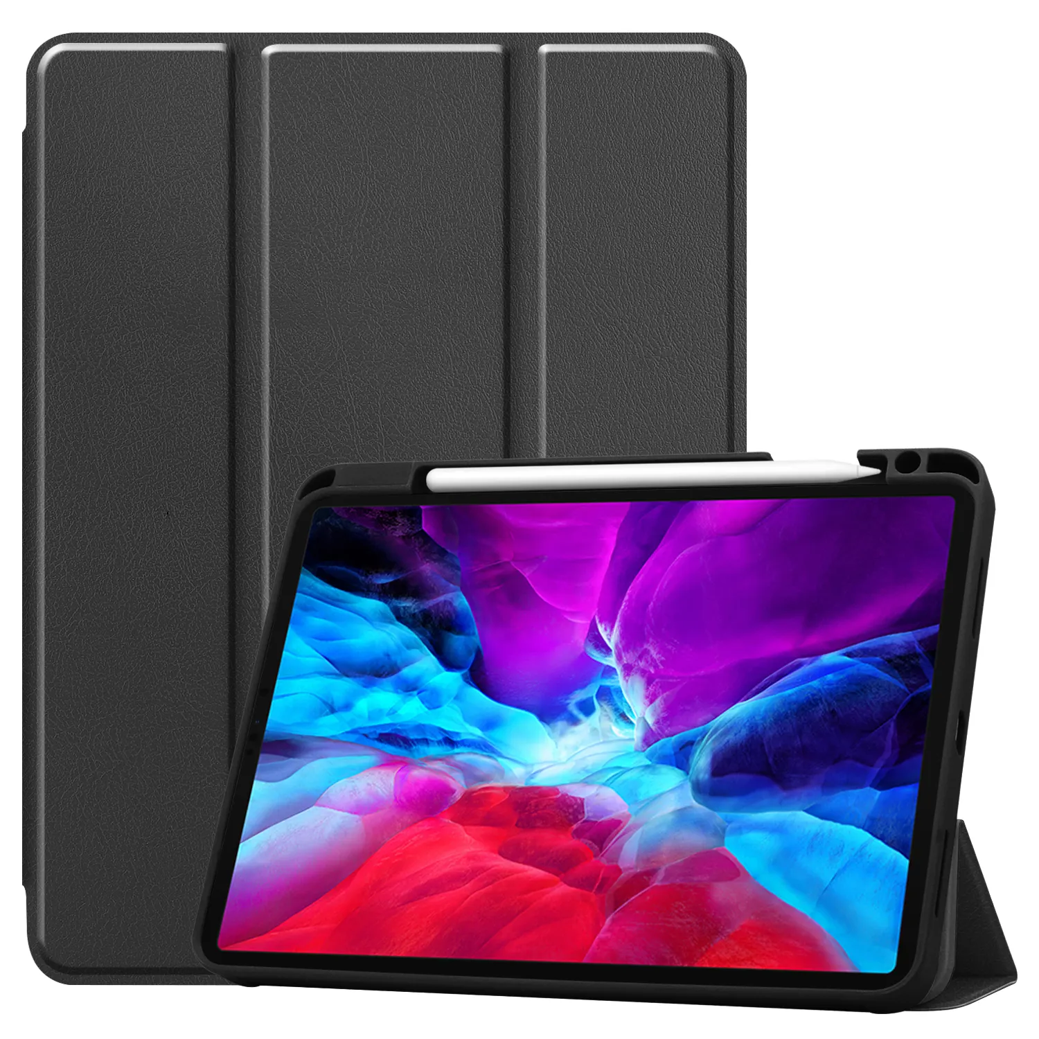 Funda de tableta de TPU con tapa Trifold de 4. ª generación, con ranura para bolígrafo, de cuero Pu de 12,9 pulgadas, para Apple 2020, Ipad Pro 12,9