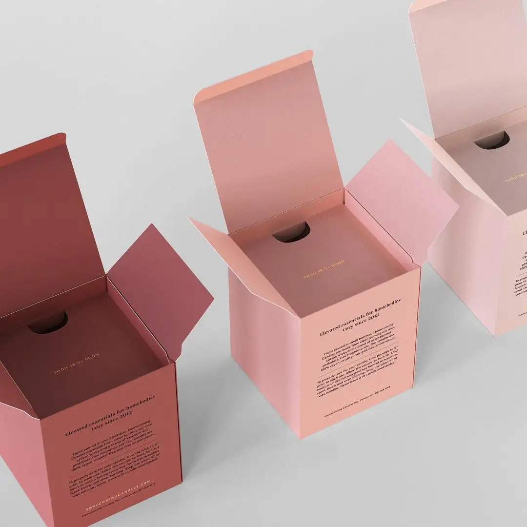 Caixa de papel quadrada colorida personalizada, caixa de embalagem de velas